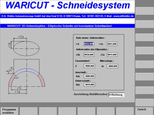 Screenshot: Elliptical penetration in the tube