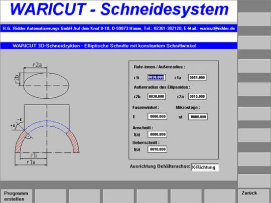 Screenshot: Elliptical penetration in the tube